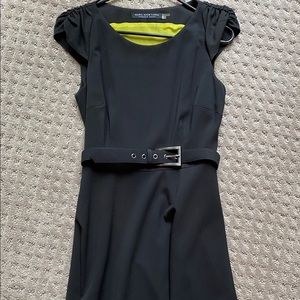 Belted black dress